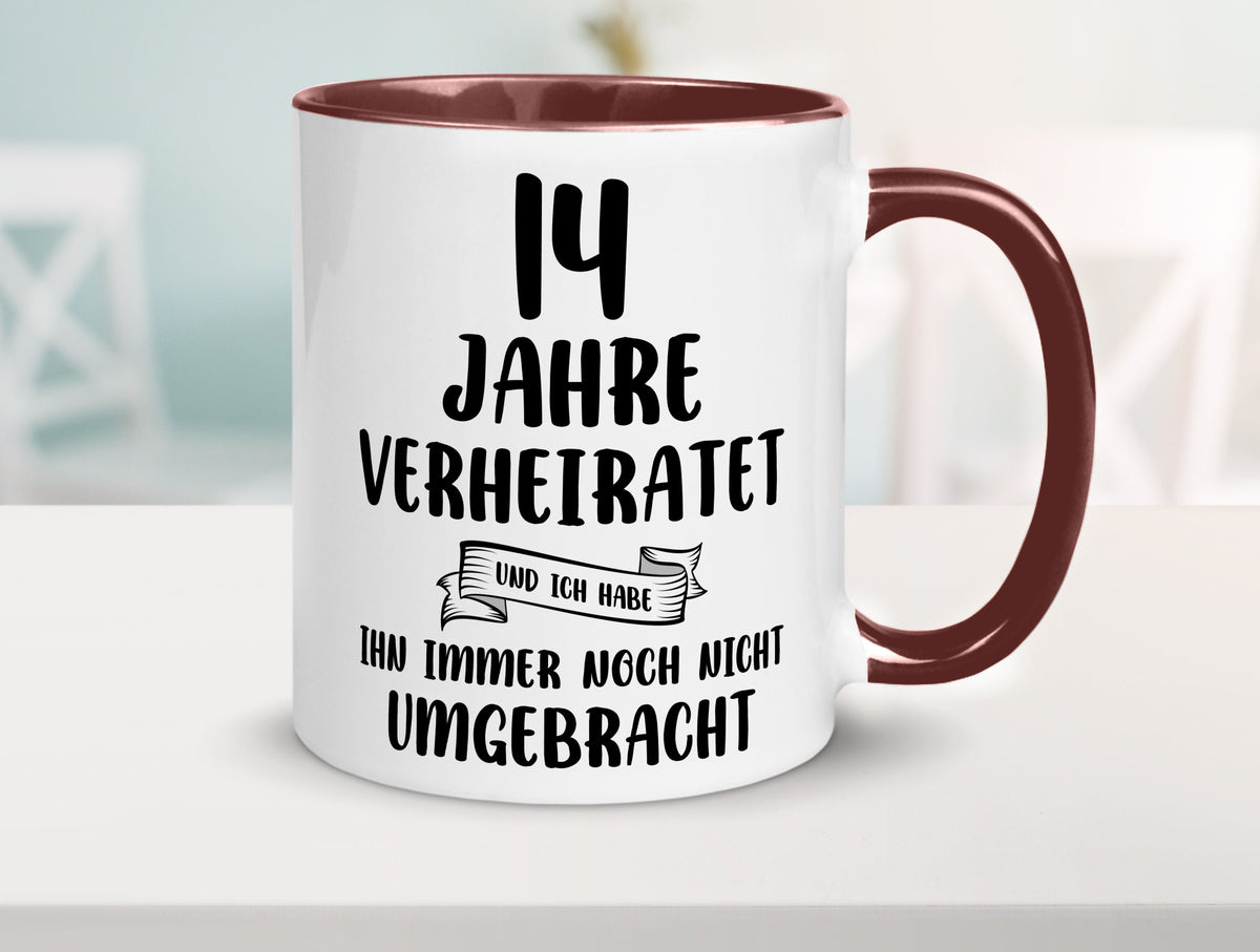 14 Jahre Verheiratet, immer noch am Leben! lustig Humor Geschenkidee Geschenk Tasse