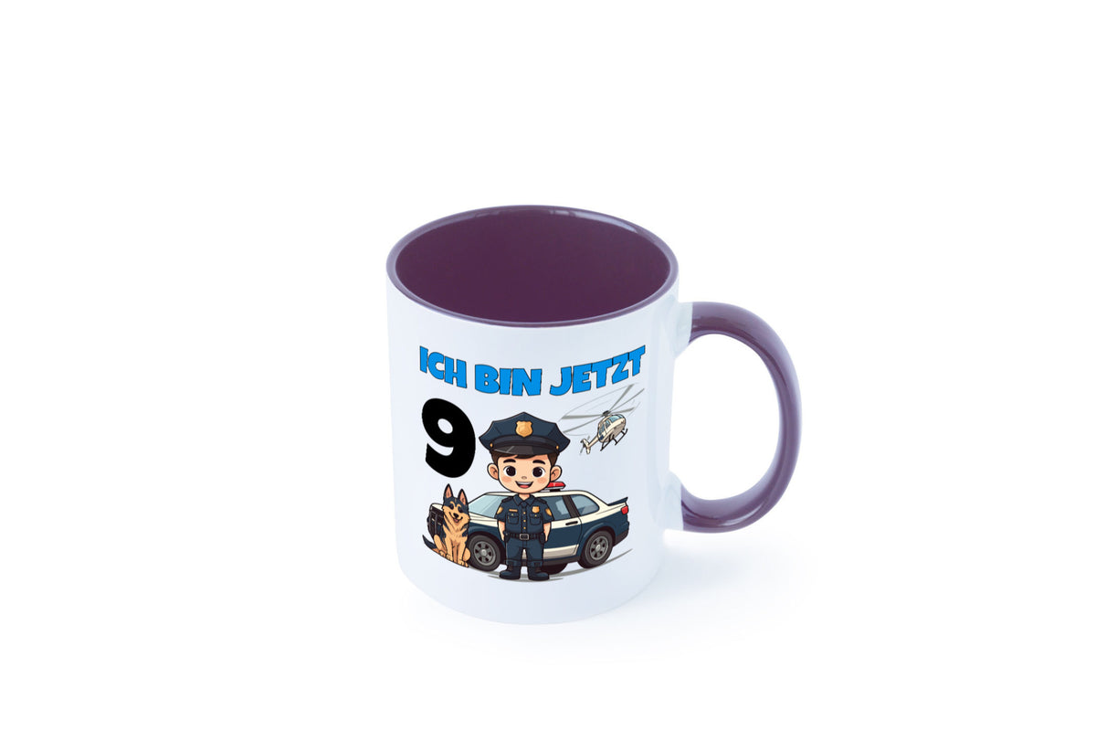 9. Geburtstag | 9 Jahre Polizei Kind Polizeiauto lustig Geschenkidee Geschenk Tasse
