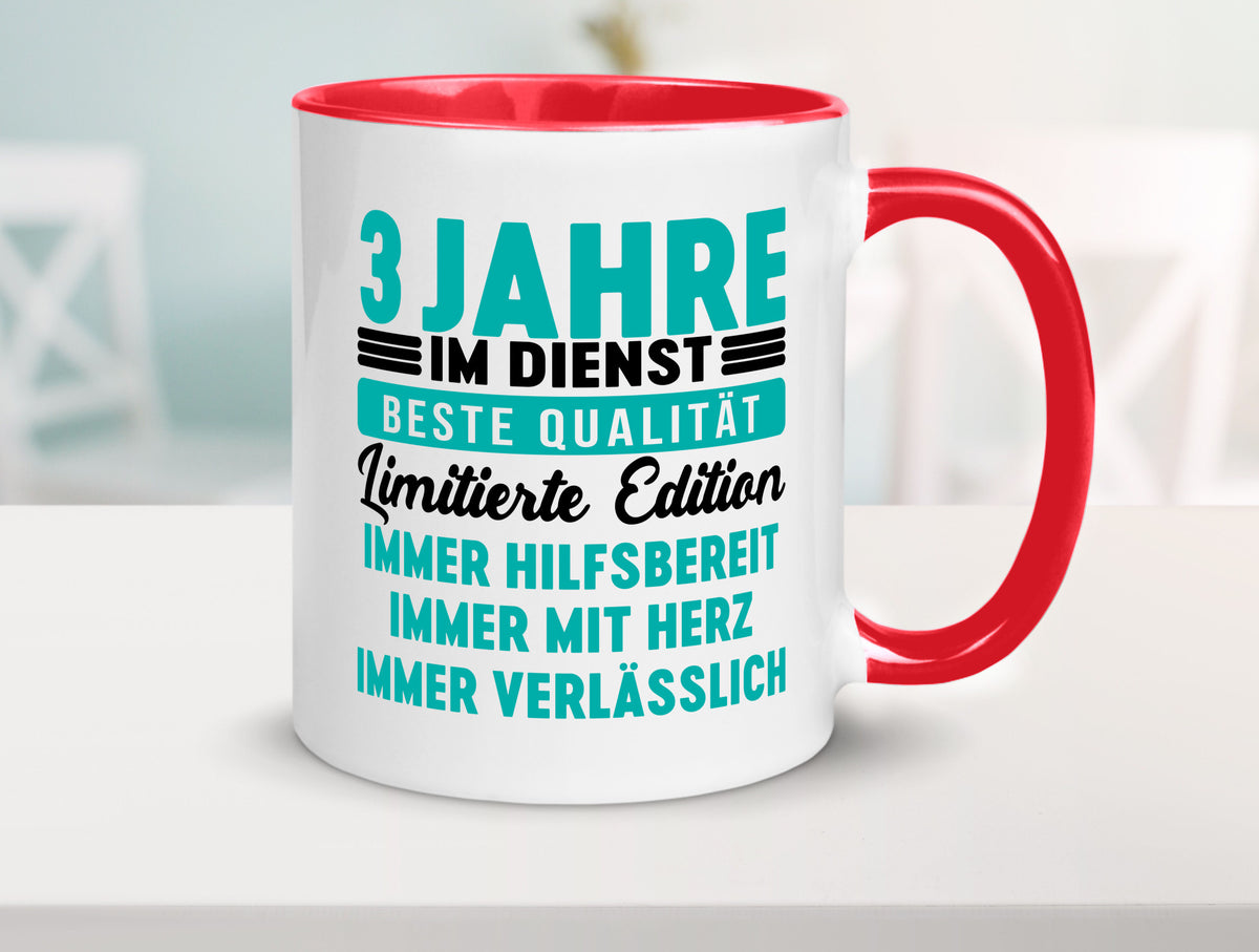 3 Jahre im Dienst | Jubiläum Arbeit v5 lustig Kollegen Büro Geschenk Tasse
