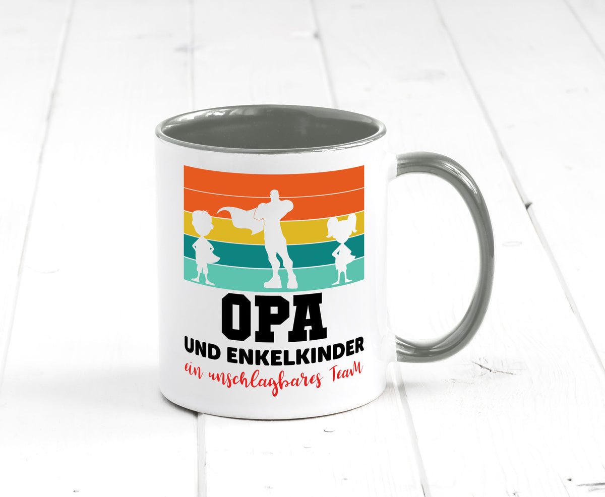 Opa und Enkelkinder ein unschlagbares Team Geschenkidee Familie Humor Tasse
