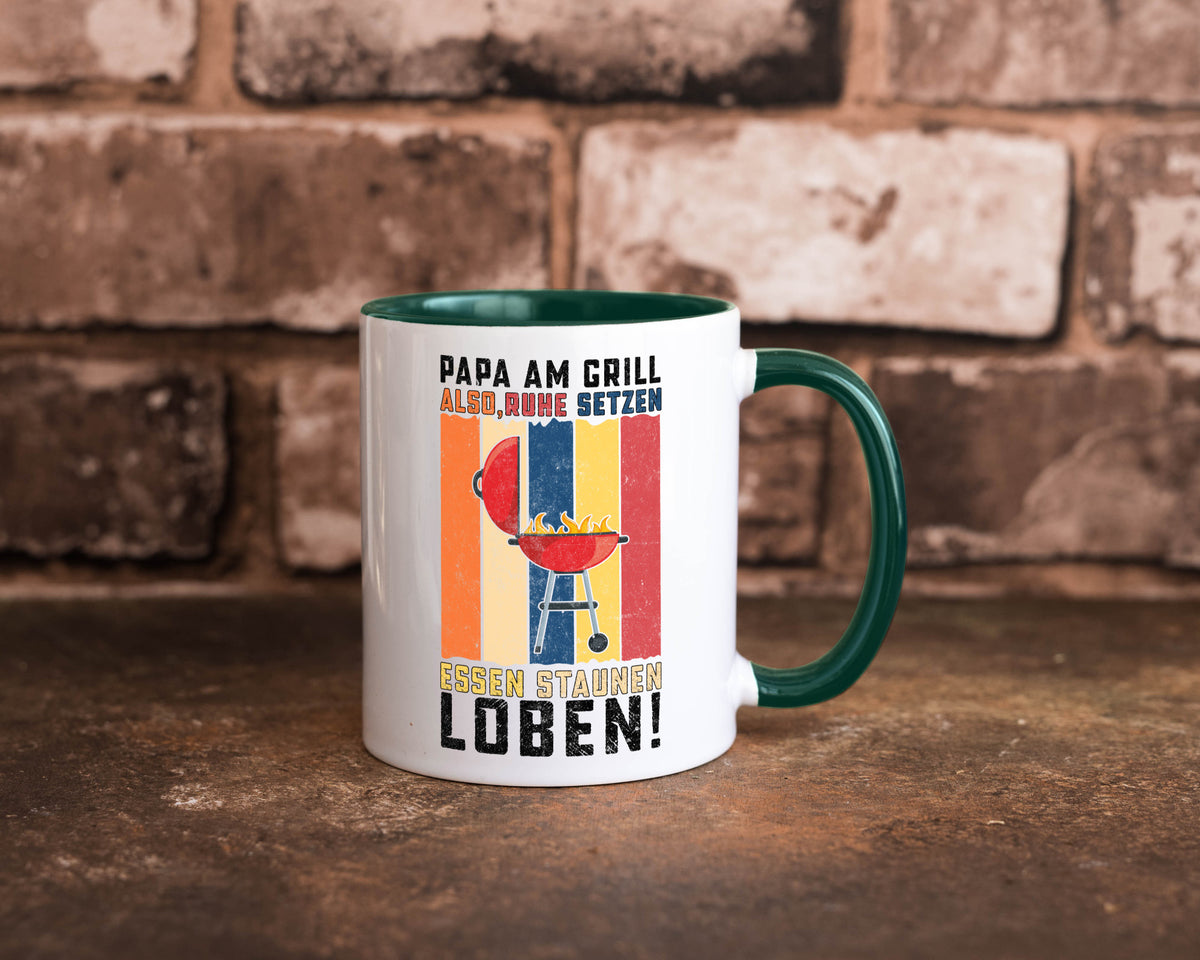 Papa am Grill | Grillmeister BBQ Grillabend v2 Geschenkidee Humor Tasse