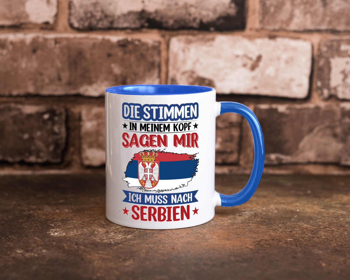 Serbien | Urlaub Stimmen in meinem Kopf Traumland v2 Geschenk Humor Tasse