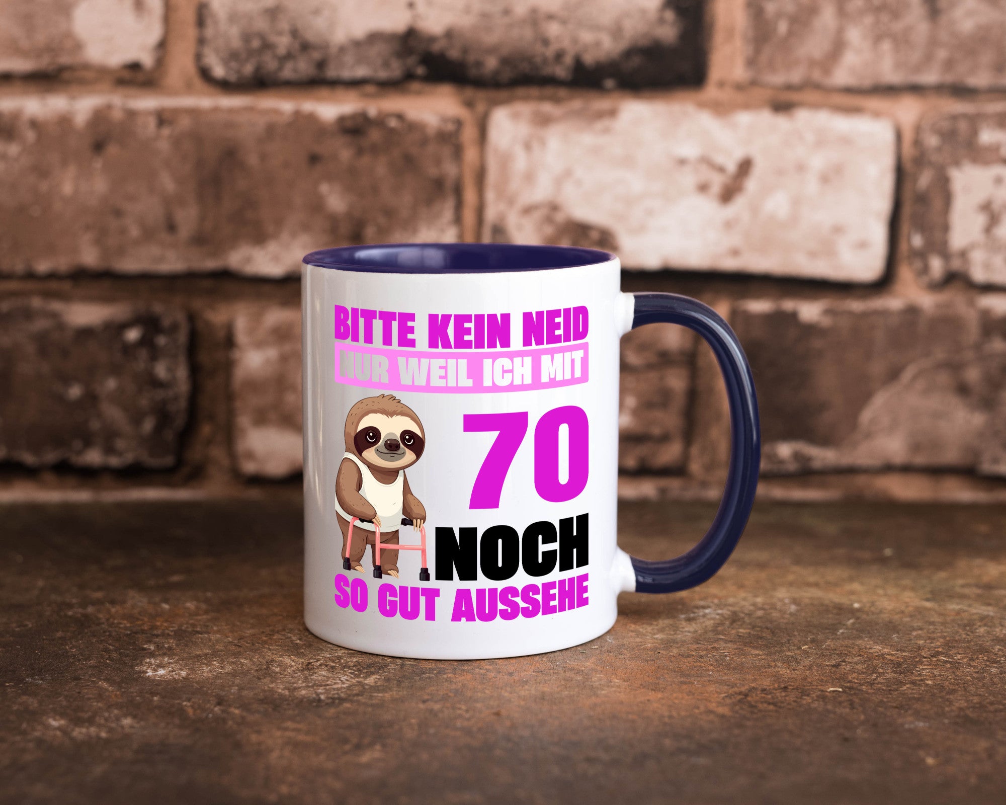 70. Geburtstag | Bitte kein neid Faultier 70 Jahre v2 Humor Geschenkidee Tasse