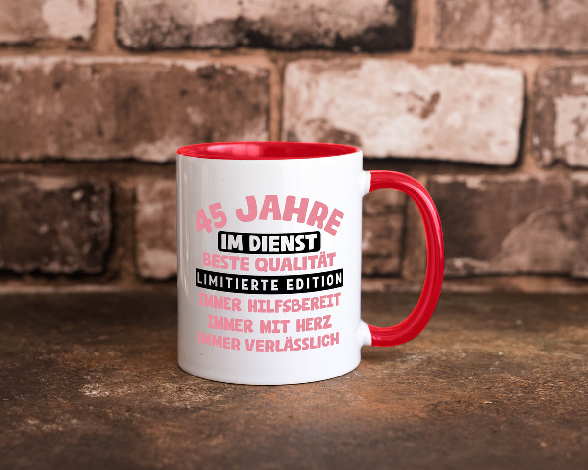 45 Jahre im Dienst | Jubiläum Arbeit v11 Geschenk Kollegen Büro lustiger Spruch Tasse