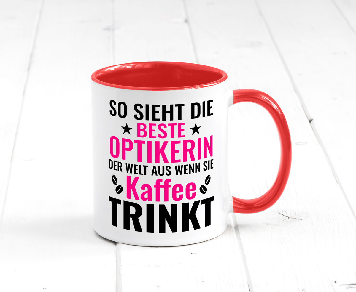 Kaffee trinkt: Optikerin | Augenoptik Geschenkidee Humor Tasse