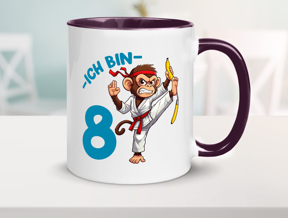 Ich bin 8 | 8. Geburtstag Karate Kampfsport Affe lustiger Spruch Geschenk Tasse