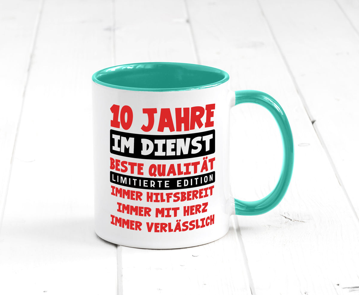 10 Jahre im Dienst | Jubiläum Arbeit v9 lustig Kollegen Büro Geschenk Tasse