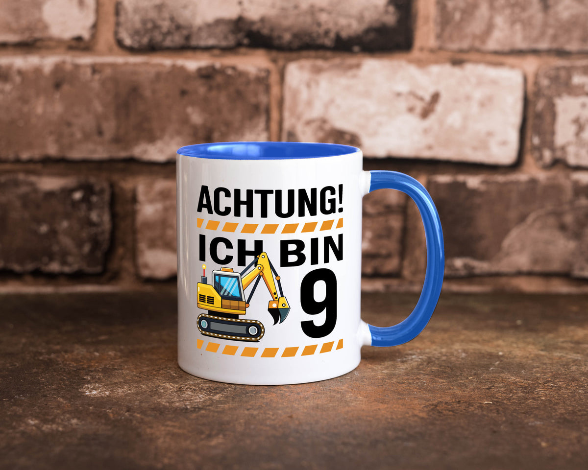 9 Geburtstag Ich bin | Bagger Junge lustiger Spruch Geschenk Geschenkidee Tasse