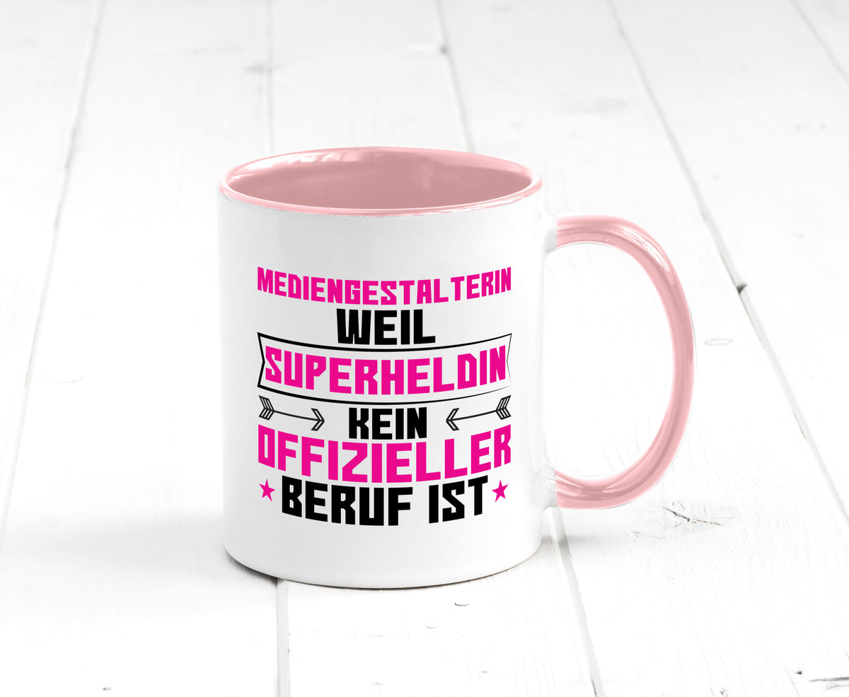 Superheldin Mediengestalterin | Medien lustiger Spruch Geschenk Humor Tasse