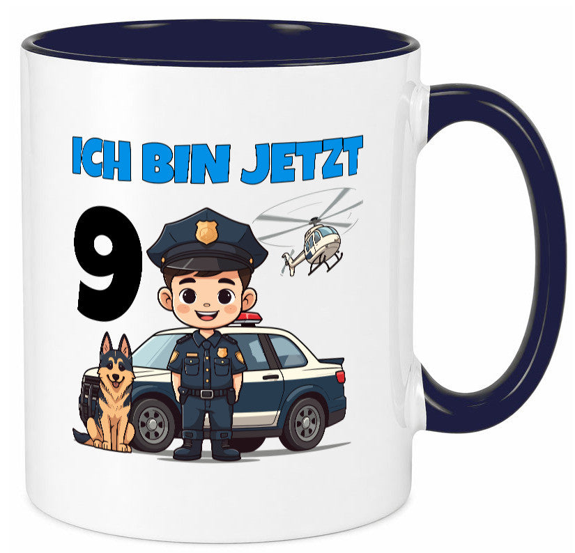 9. Geburtstag | 9 Jahre Polizei Kind Polizeiauto lustig Geschenkidee Geschenk Tasse
