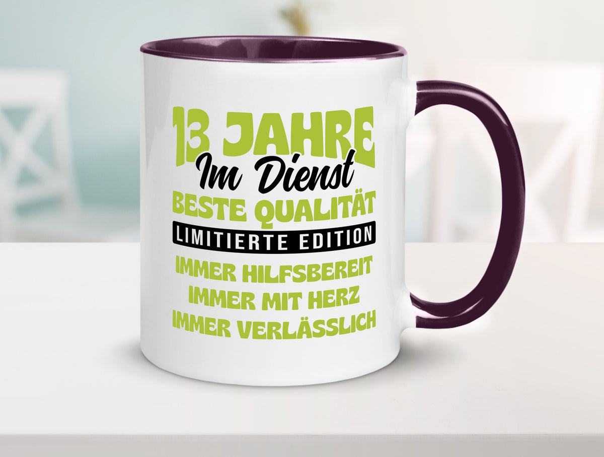 13 Jahre im Dienst | Jubiläum Arbeit v4 lustig Kollegen Büro Geschenk Tasse