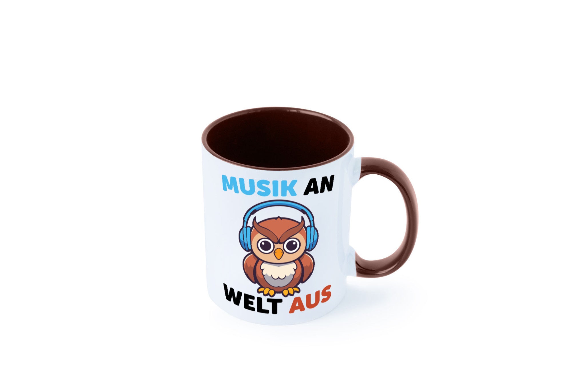 Musik an Welt aus | Eule hört lustiger Spruch Geschenk Humor Geschenkidee Tasse