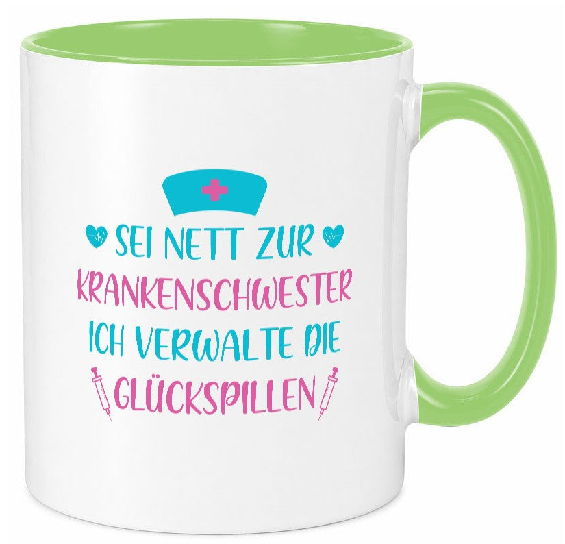 Krankenschwester verwaltet Glückspille | Herzschlag |Spritze lustig Humor Tasse