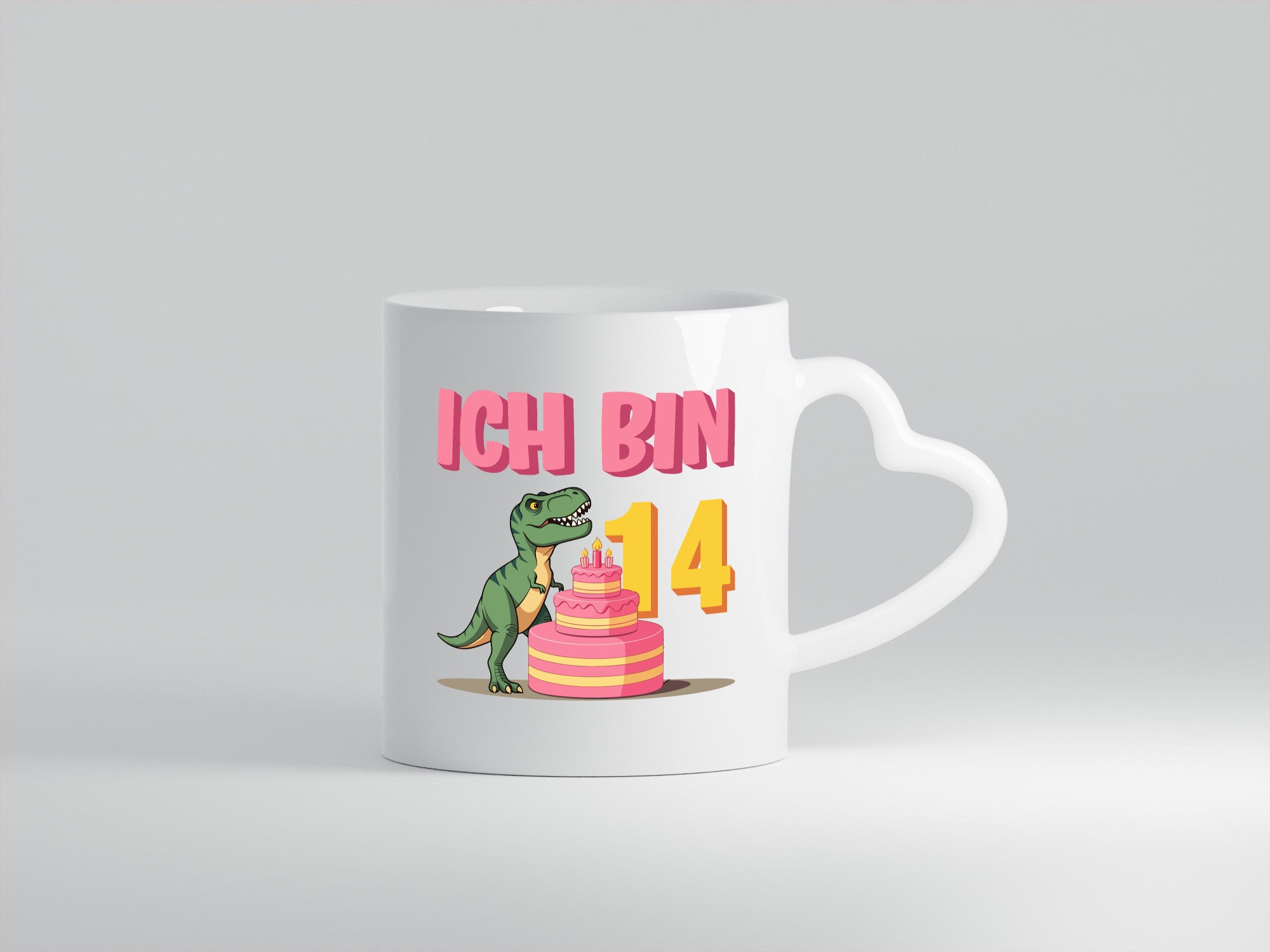 14. Geburtstag | Jahre Dinosaurier mit Kuchen lustiger Spruch Geschenk