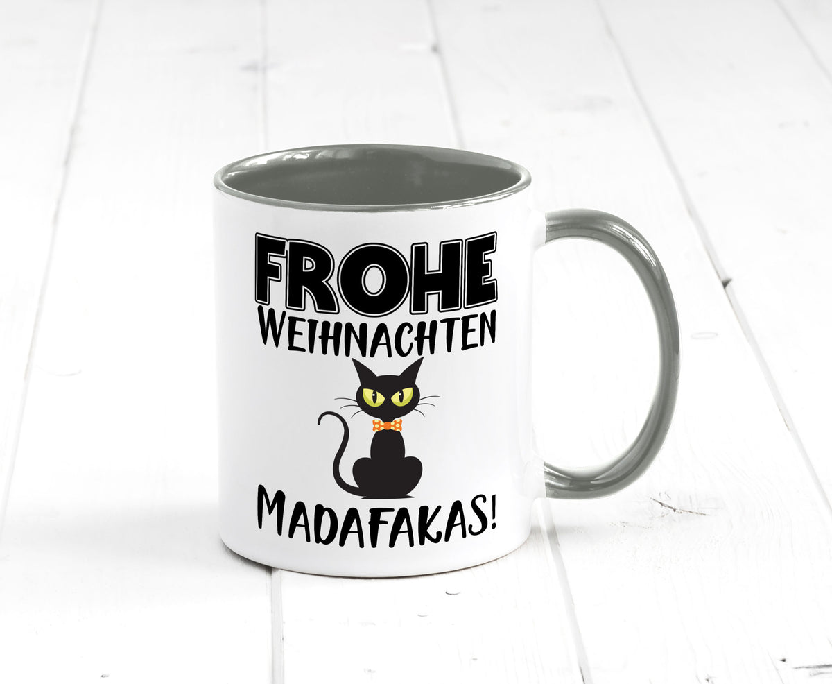 Frohe Weihnachten Madafakas! | Katze Tasse Vintage lustiger Spruch Geschenk