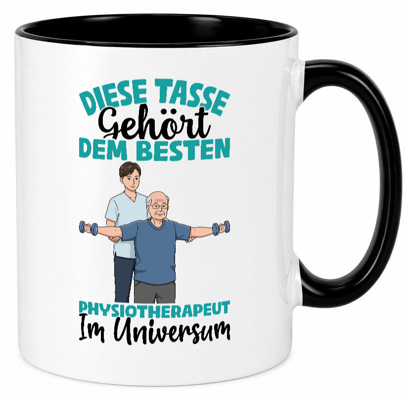 Im Universum: Physiotherapeut Geschenkidee Humor Tasse