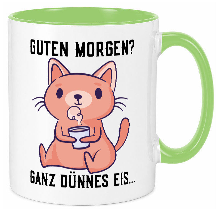 Guten Morgen | Morgenmuffel Dünnes Eis Katze mit Pulli Geschenk Tierliebhaber Tasse