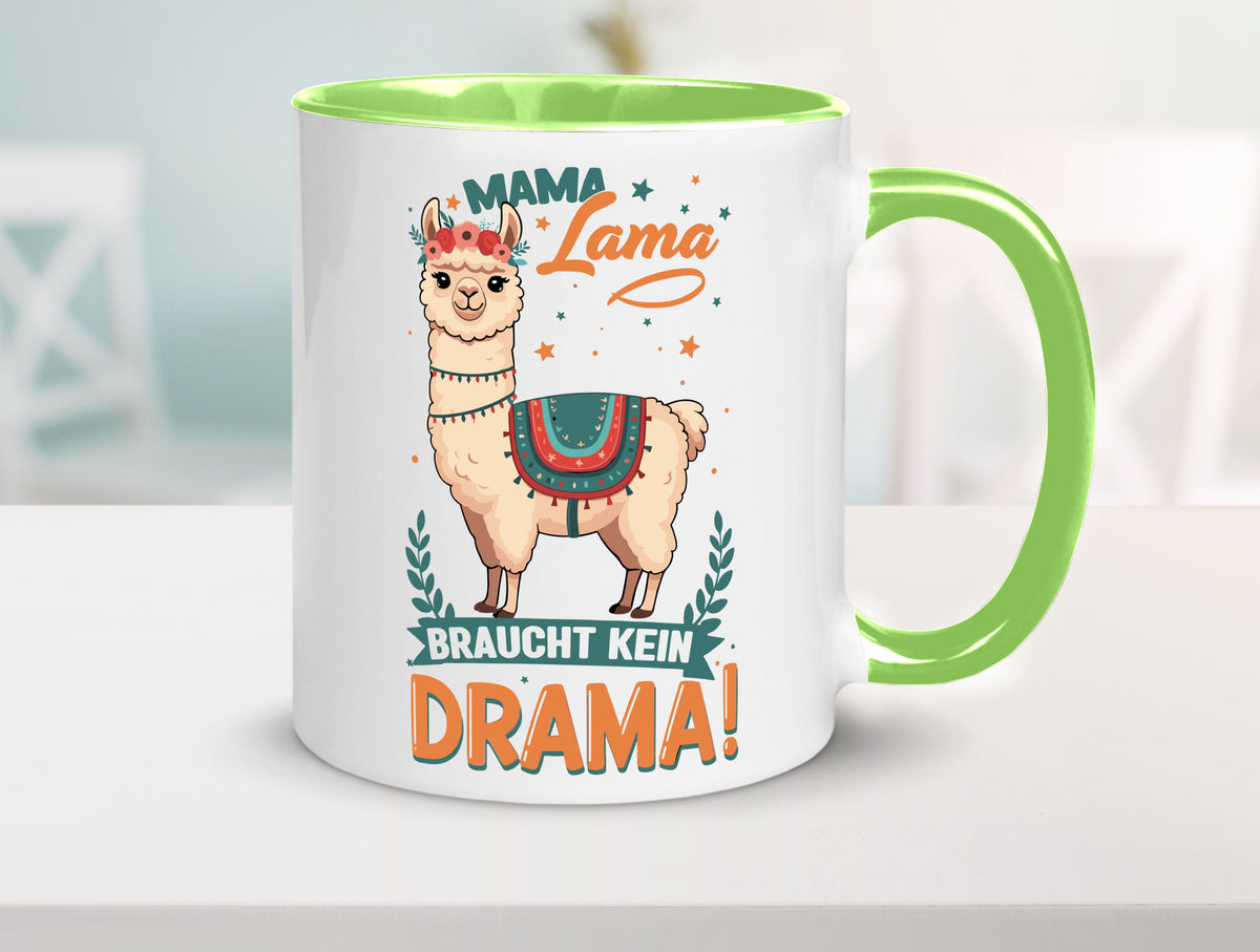 Mama Lama braucht kein Drama | Muttertag Humor Familie Geschenkidee Tasse