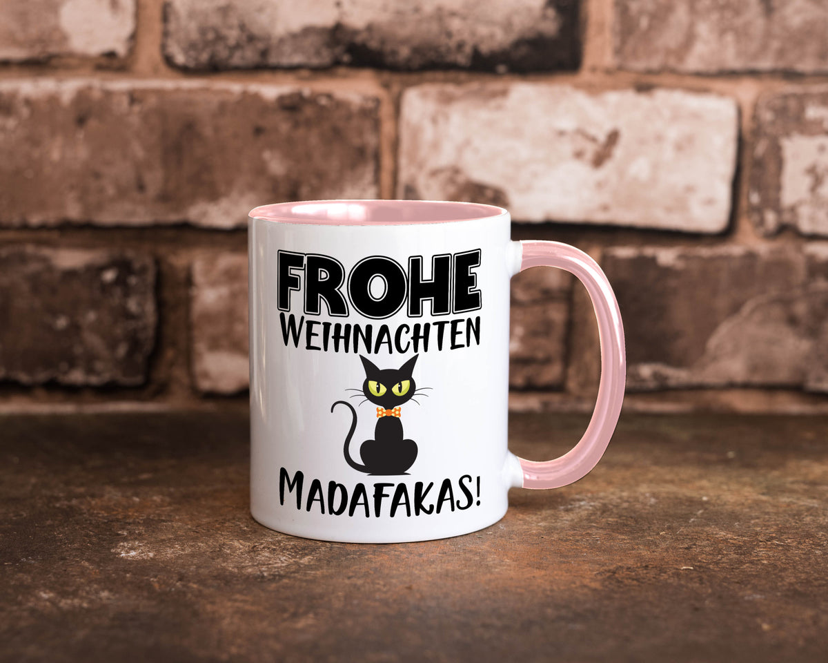 Frohe Weihnachten Madafakas! | Katze Tasse Vintage lustiger Spruch Geschenk