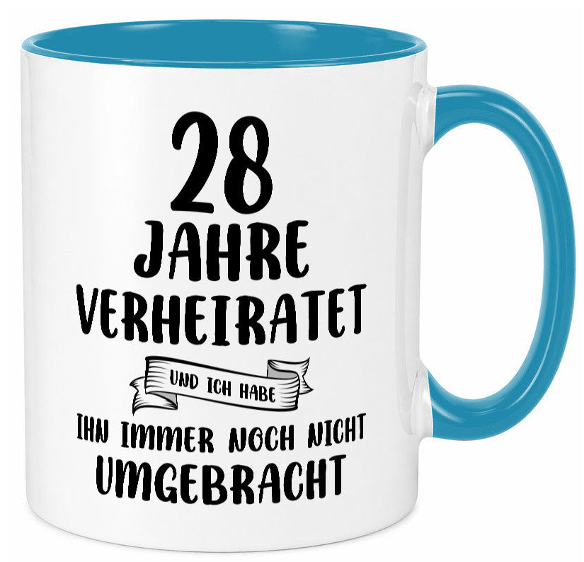 28 Jahre Verheiratet, immer noch am Leben! Geschenkidee Humor Tasse
