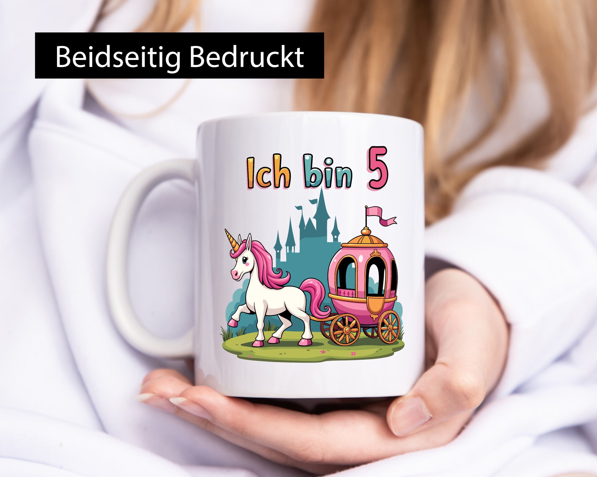 5. Geburtstag | Prinzessin in Kutsche Einhorn lustig Geschenkidee Geschenk Tasse