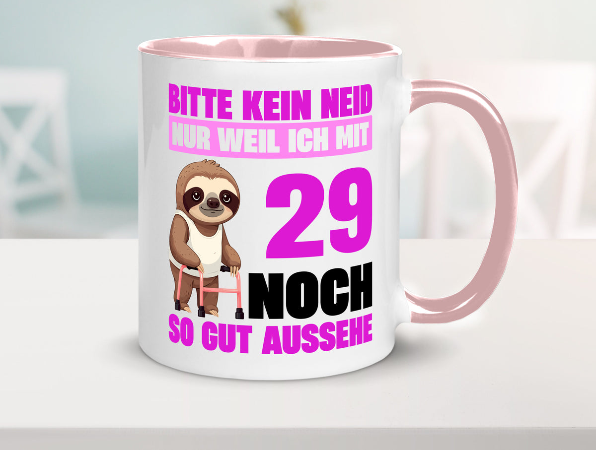 29. Geburtstag | Bitte kein neid Faultier 29 Jahre Humor Geschenkidee Tasse