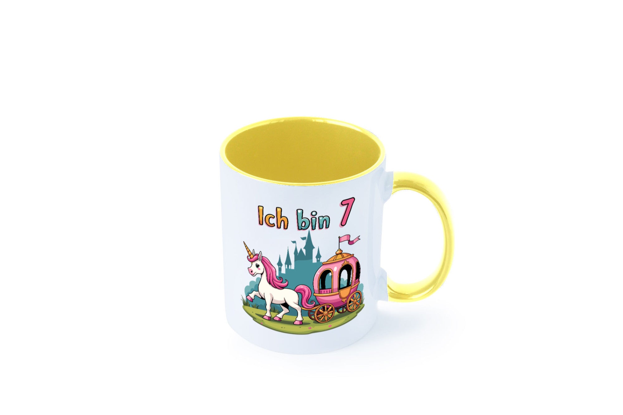 7. Geburtstag | Prinzessin in Kutsche Einhorn lustiger Spruch Geschenk