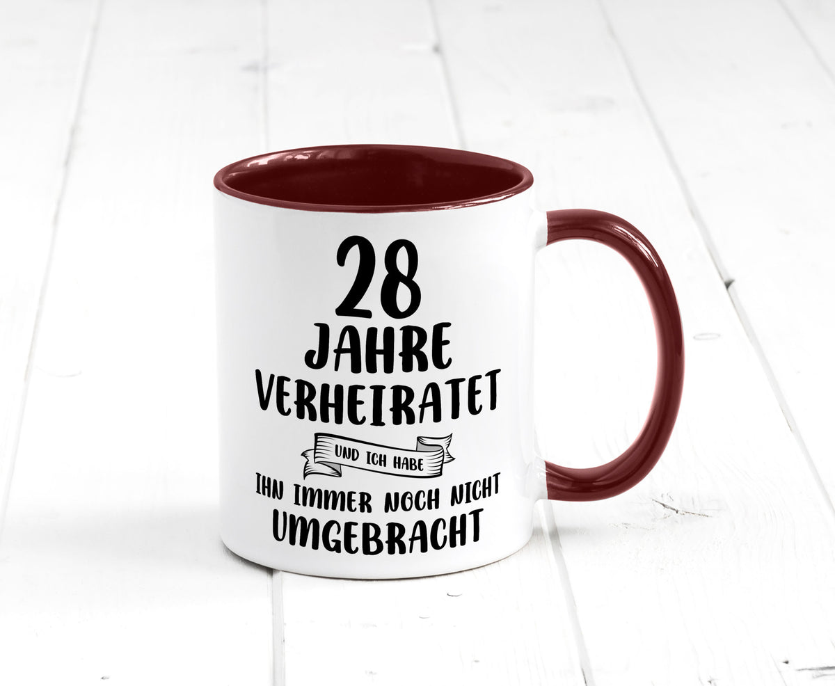 28 Jahre Verheiratet, immer noch am Leben! Geschenkidee Humor Tasse