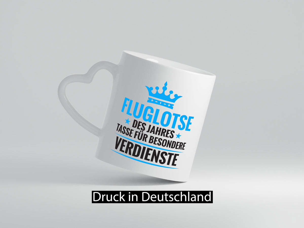 Besonderer Verdienst: Fluglotse | Flugverkehr Flughafen lustiger Spruch Tasse