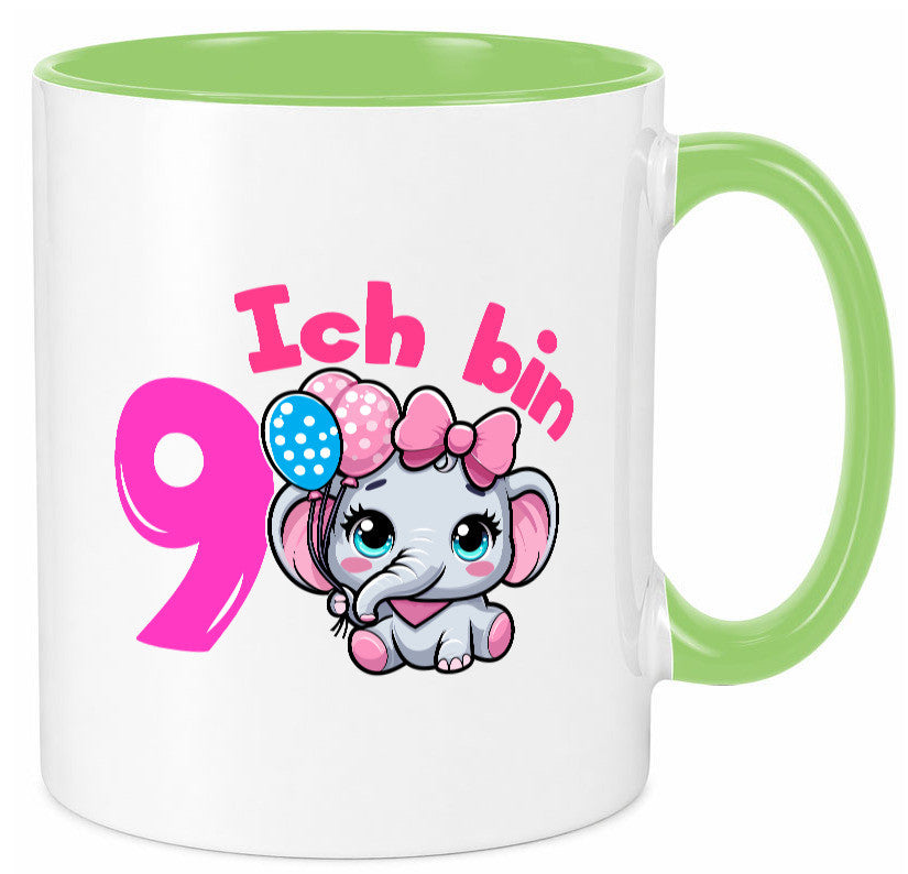 9. Geburtstag | 9 Jahre Elefant Mädchen Geschenk Geschenkidee lustiger Spruch Tasse