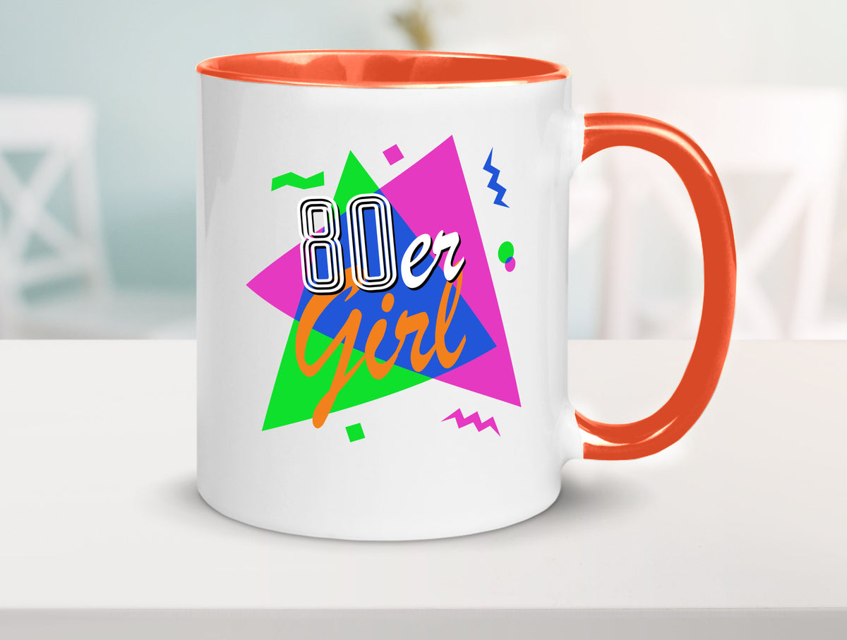 80er Girl - Jahre bunt + verrückt retro Humor Geschenkidee Tasse