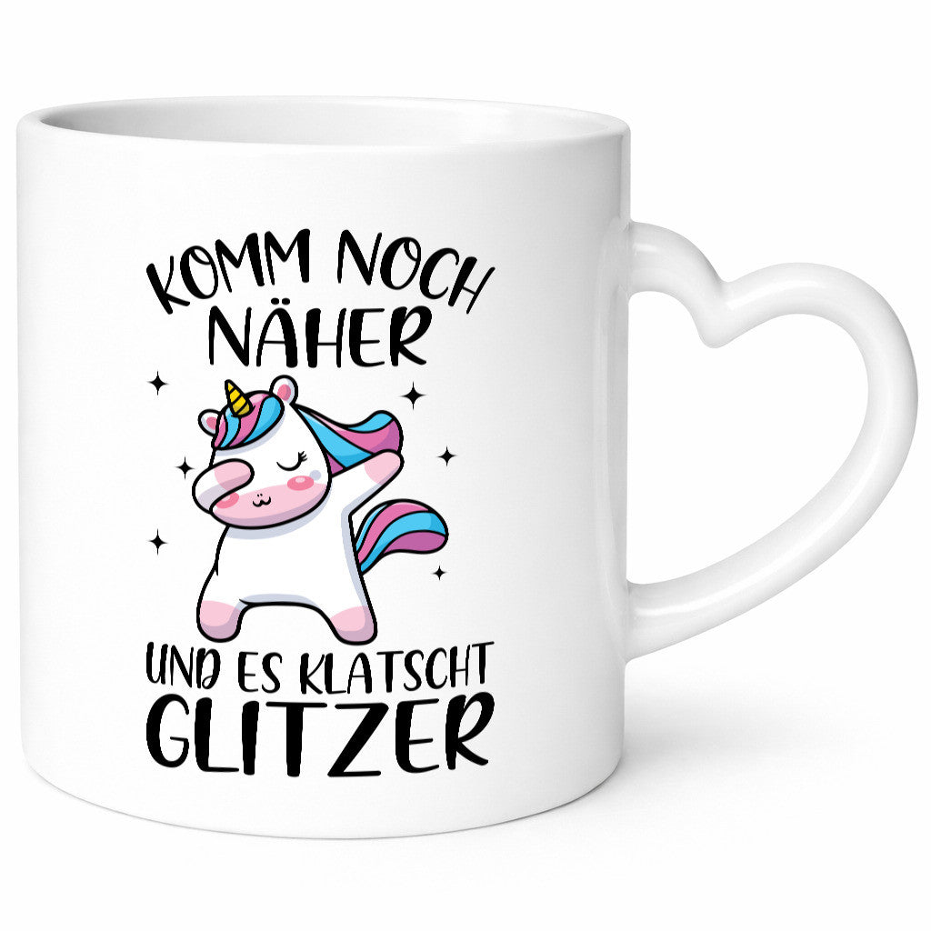 Komm näher, es klatscht Glitzer | Einhorn Strerne Geschenkidee Humor Tasse