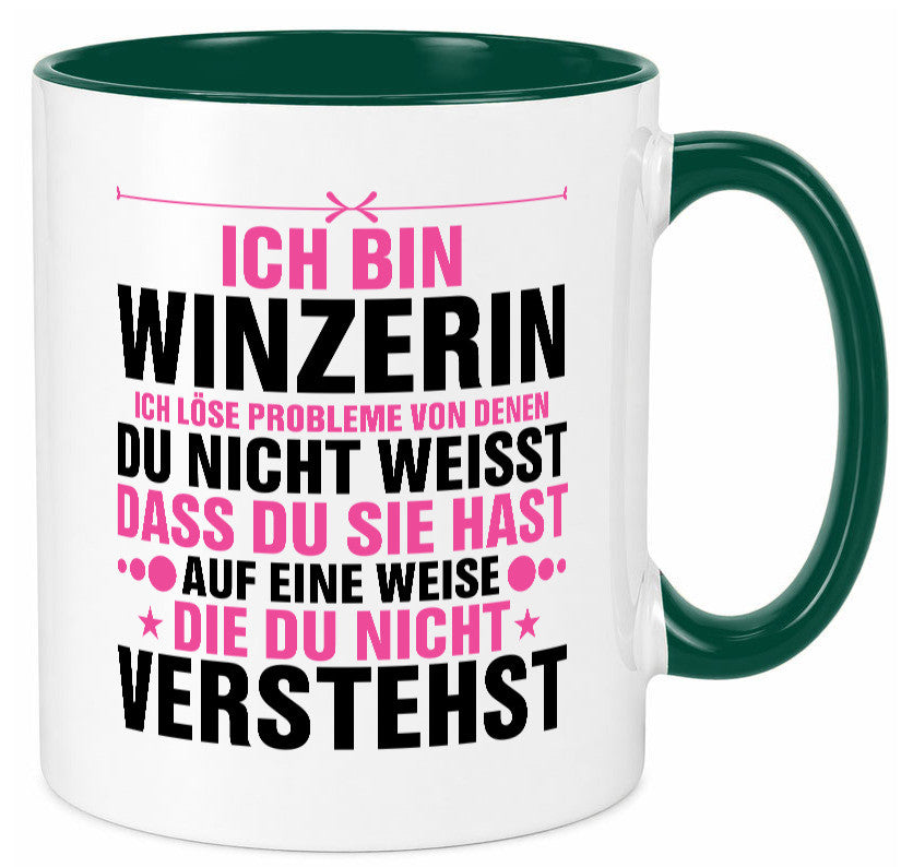 Löse Probleme: Winzerin | Weinbauer Wein Humor Geschenkidee Tasse