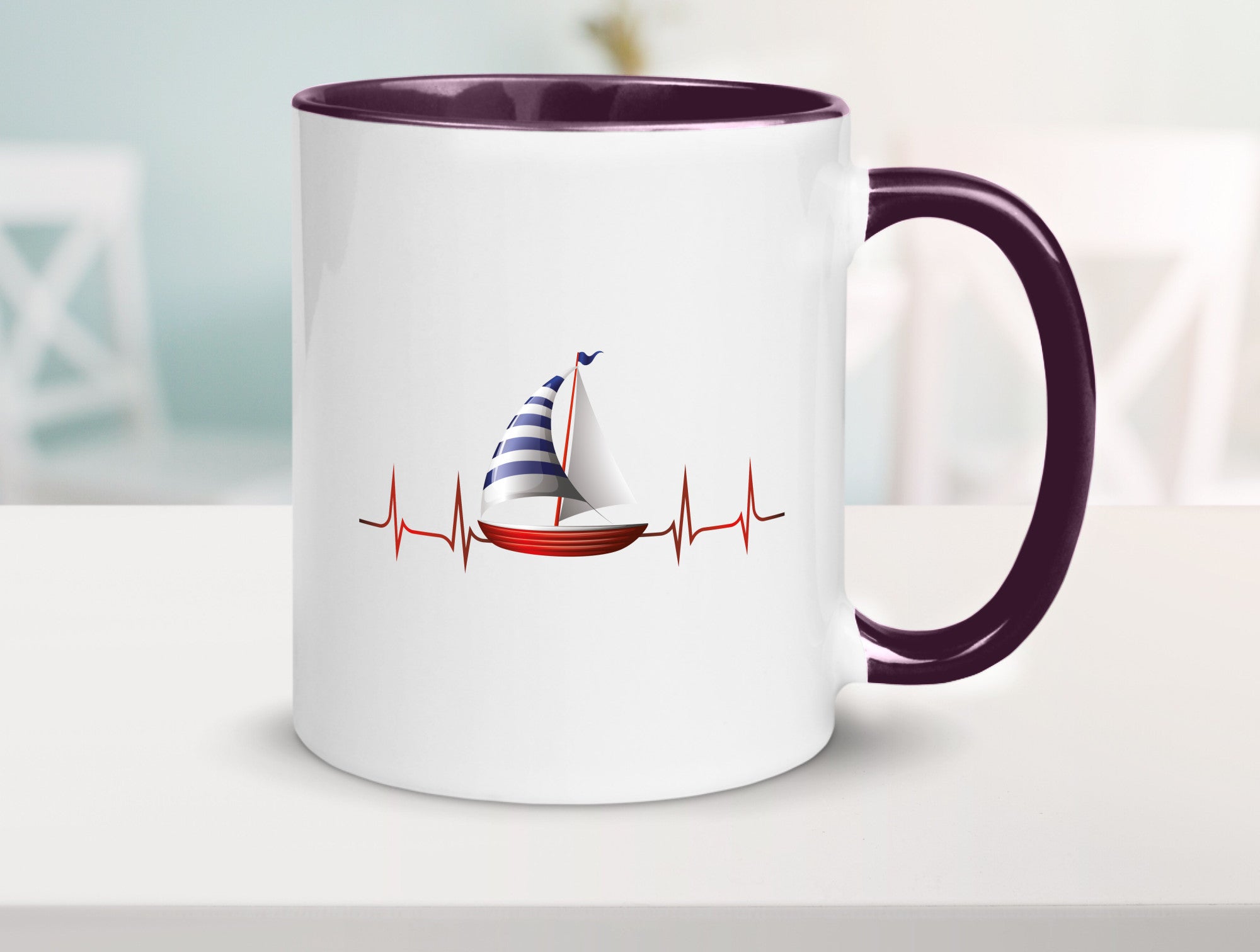 Segelboot Herzschlag | Segler segeln Boot Kapitän Geschenk Humor Geschenkidee