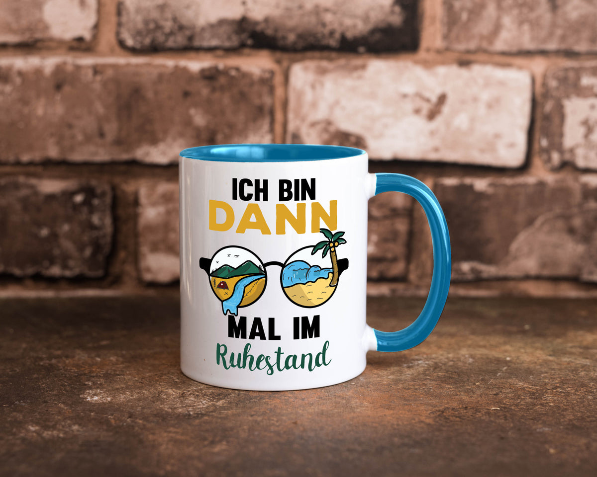 Bin dann mal im Ruhestand | Sonnenbrille Palme Meer lustig Jubiläum Geschenk Tasse