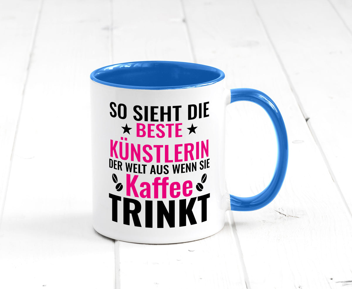 Kaffee trinkt: Künstlerin | Kunst Geschenk Humor Geschenkidee lustiger Spruch Tasse