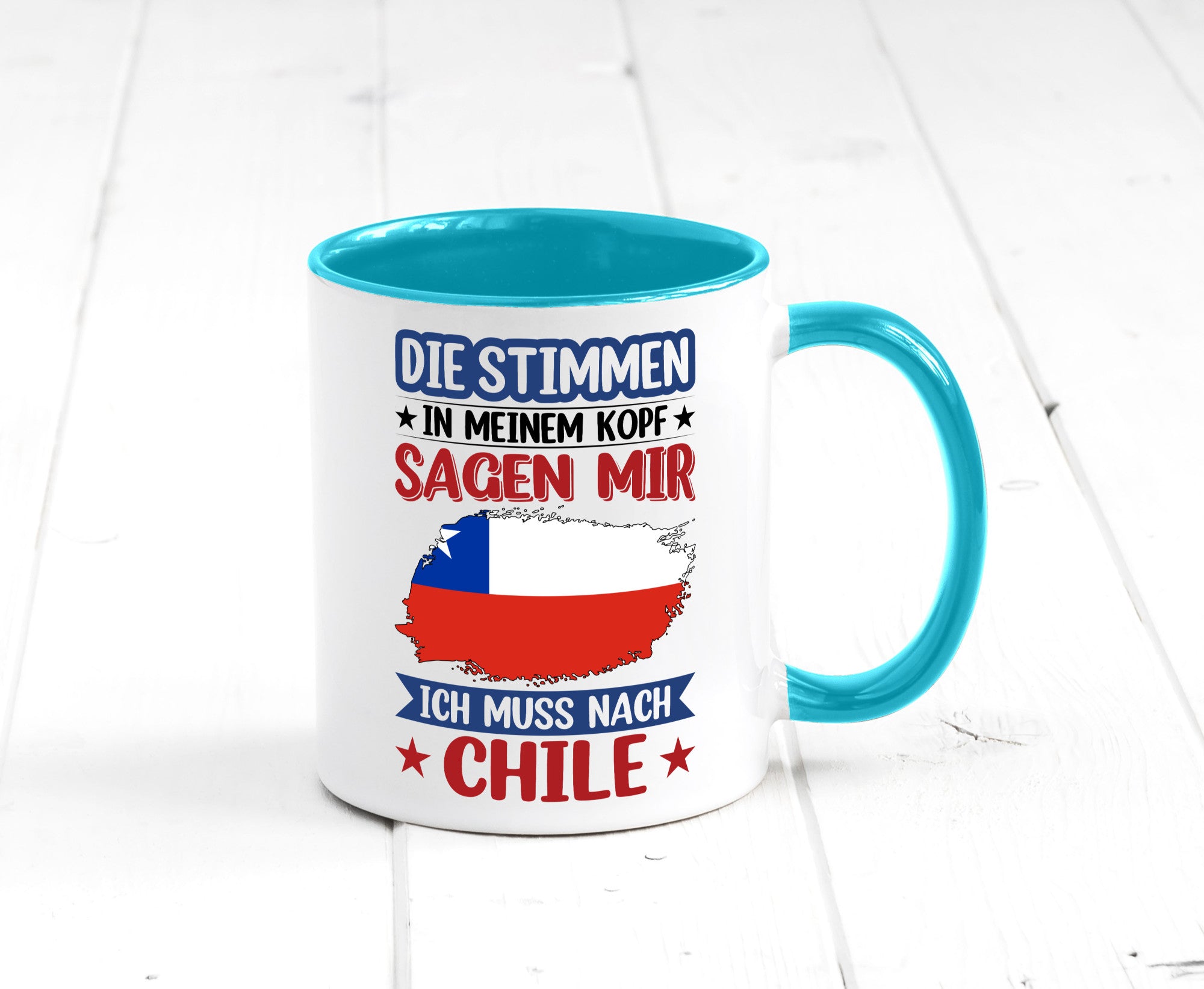 Chile | Urlaub Stimmen in meinem Kopf Traumland Geschenkidee Humor Tasse