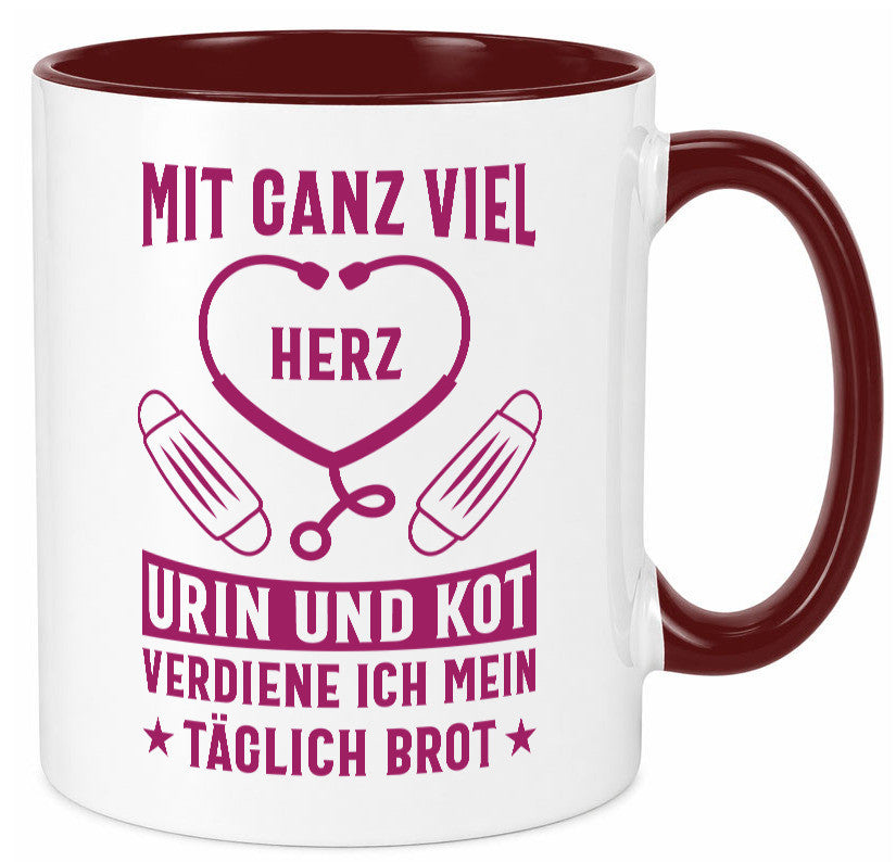 Herz, Urin, Kot, damit verdien ich mein Brot | Stethoskop Geschenk Humor Tasse