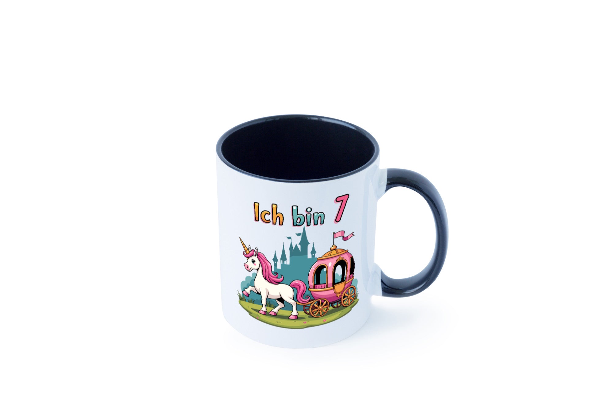 7. Geburtstag | Prinzessin in Kutsche Einhorn lustiger Spruch Geschenk