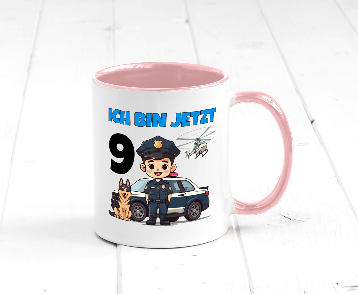 9. Geburtstag | 9 Jahre Polizei Kind Polizeiauto lustig Geschenkidee Geschenk Tasse