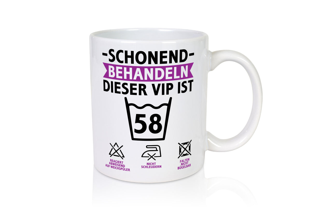 58 Geburtstag | schonend behandeln Jahre v2 lustiger Spruch Geschenk Tasse