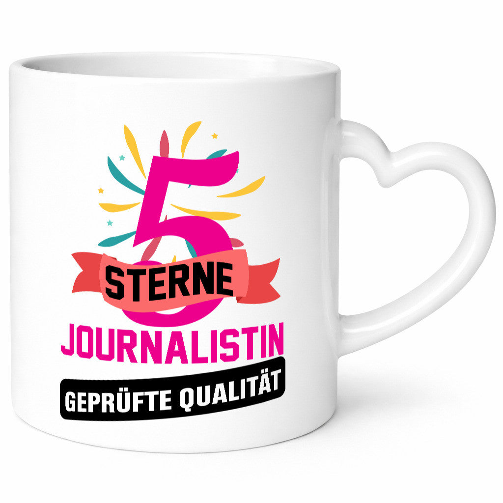 5 Sterne Journalist geprüfte Qualität Humor Geschenkidee Tasse