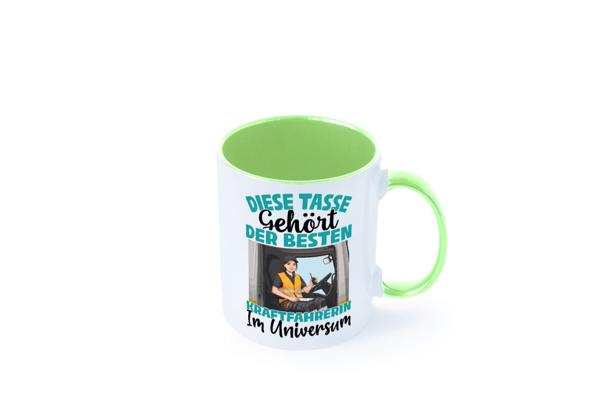 Im Universum: Kraftfahrerin | Lastwagen LKW lustig Humor Geschenkidee Geschenk Tasse