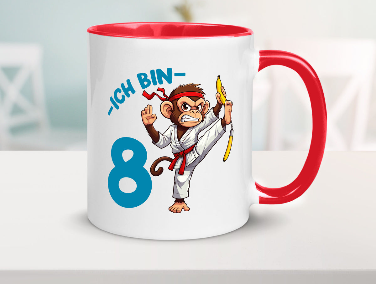 Ich bin 8 | 8. Geburtstag Karate Kampfsport Affe lustiger Spruch Geschenk Tasse