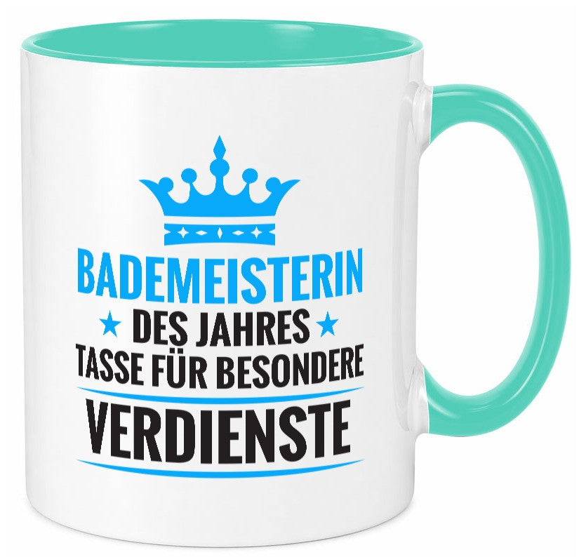 Besonderer Verdienst: Bademeisterin | Schwimmmeisterin lustiger Spruch Geschenk Tasse