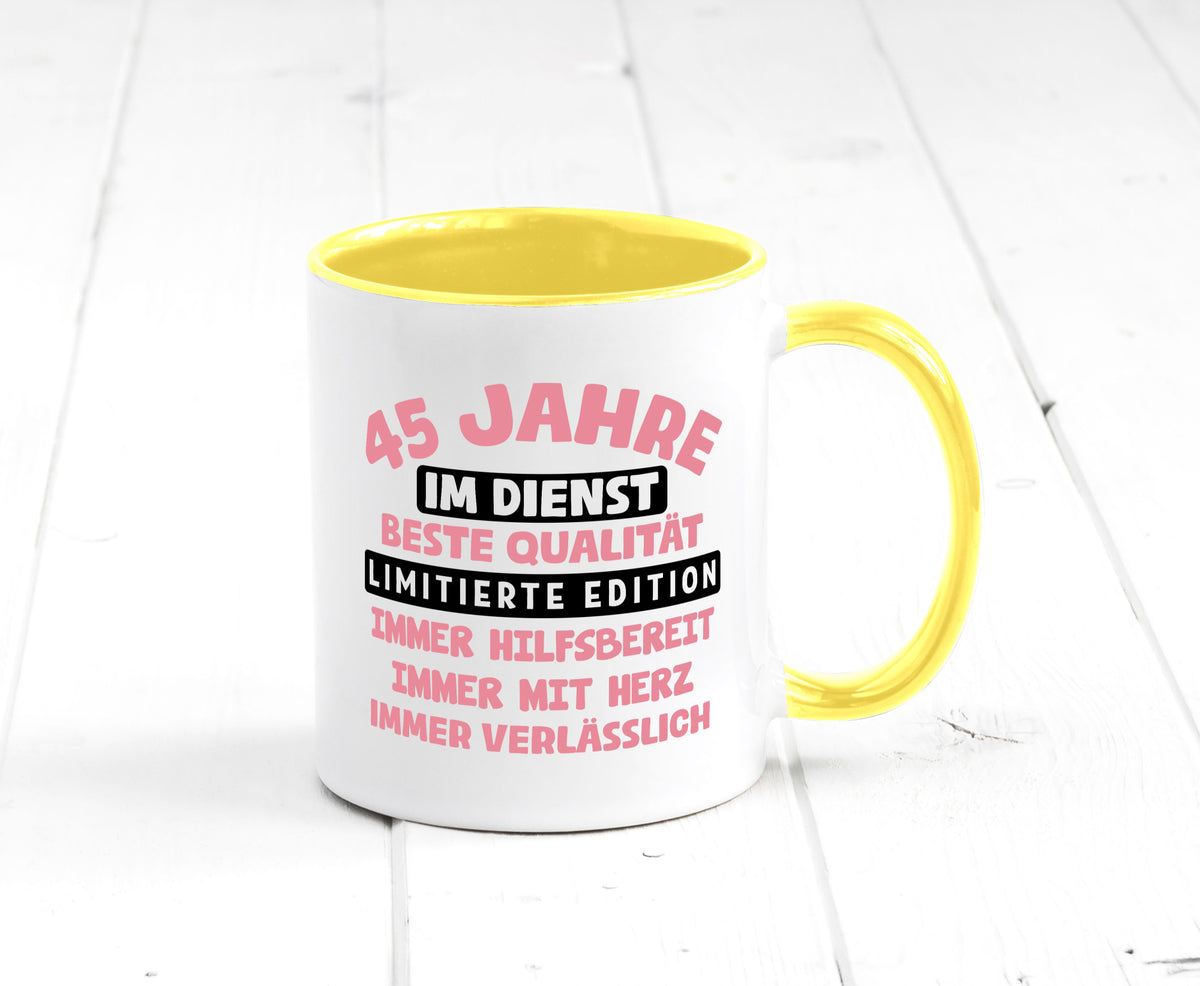 45 Jahre im Dienst | Jubiläum Arbeit v11 Geschenk Kollegen Büro lustiger Spruch Tasse