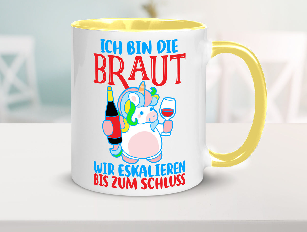 Junggesellinnenabschied | JGA Braut Einhorn Eskalation v2 lustig Humor Tasse