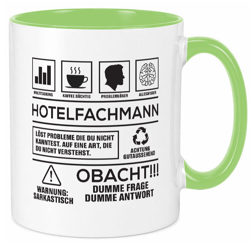 Achtung Probleme Hotelfachmann |Hotel lustiger Spruch Geschenk Humor Tasse