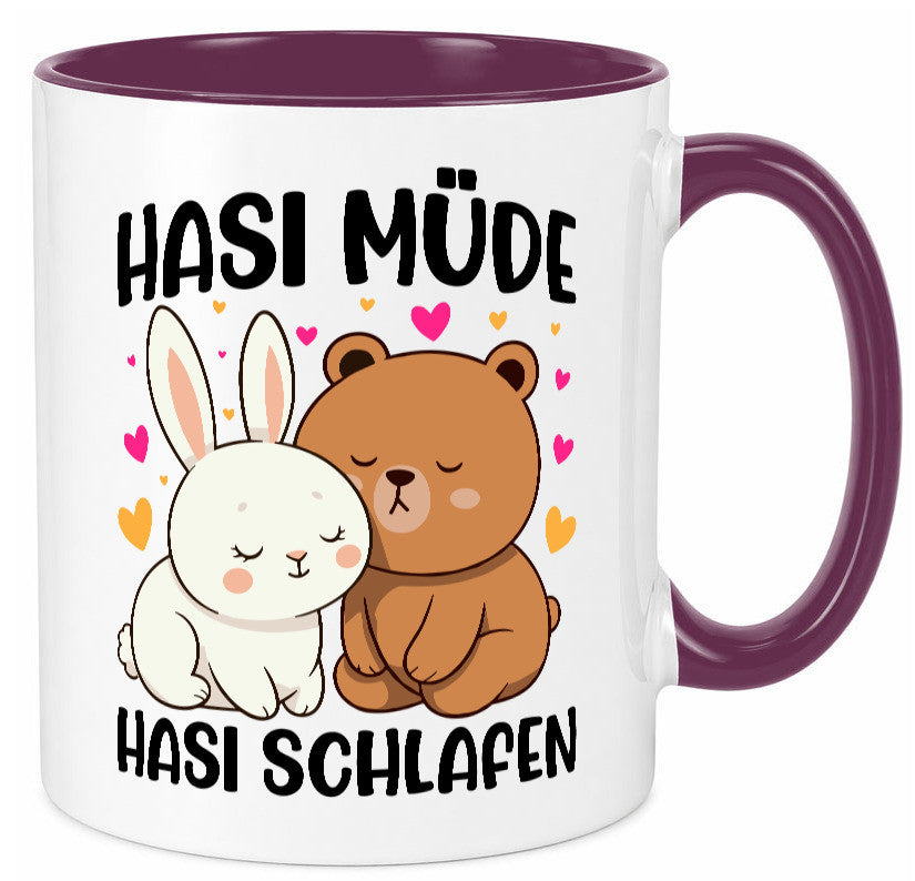 Hasi Müde | schlafen Kaninchen Häschen v2 lustiger Spruch Geschenk Humor Tasse