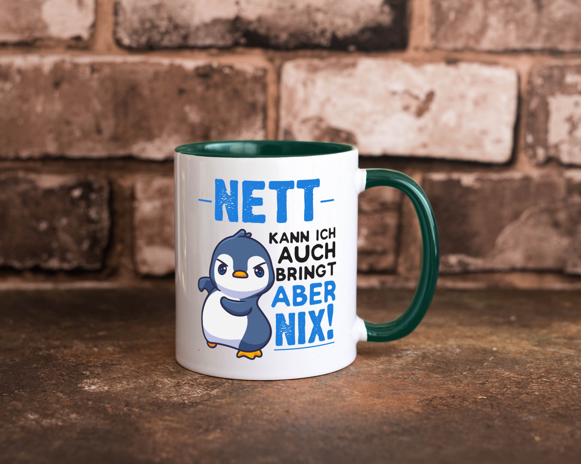Nett kann ich auch | lustige Spruchtasse Pinguin Geschenk Humor Geschenkidee